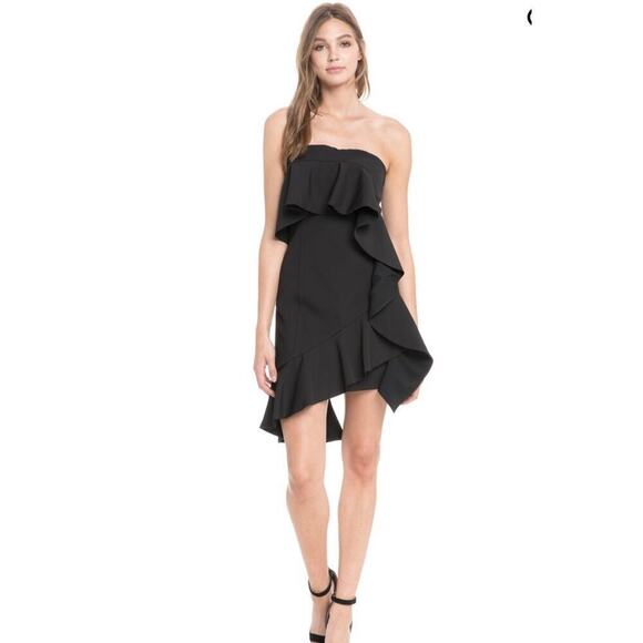 Anthropologie Endless Rose Woman Black Asymmetrical Strapless Dress, Siz… - Picture 1 of 10